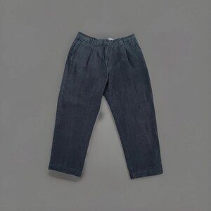Toast grey striped linen relaxed style barrel trousers Japanese